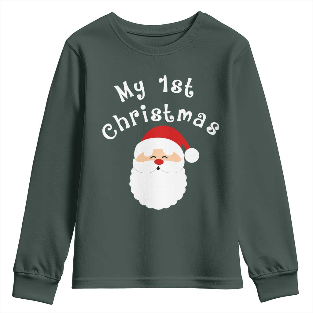 My First Christmas Youth Sweatshirt Baby's First Holiday Xmas Santa TS10 Dark Forest Green Print Your Wear
