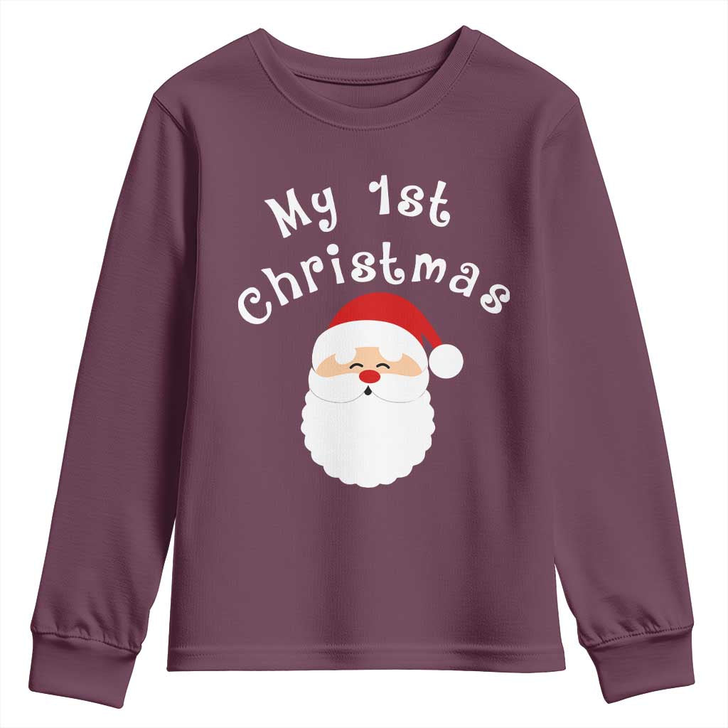 My First Christmas Youth Sweatshirt Baby's First Holiday Xmas Santa TS10 Maroon Print Your Wear