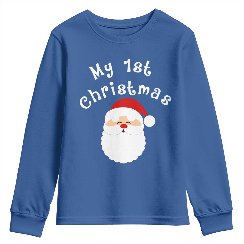 My First Christmas Youth Sweatshirt Baby's First Holiday Xmas Santa TS10 Royal Blue Print Your Wear