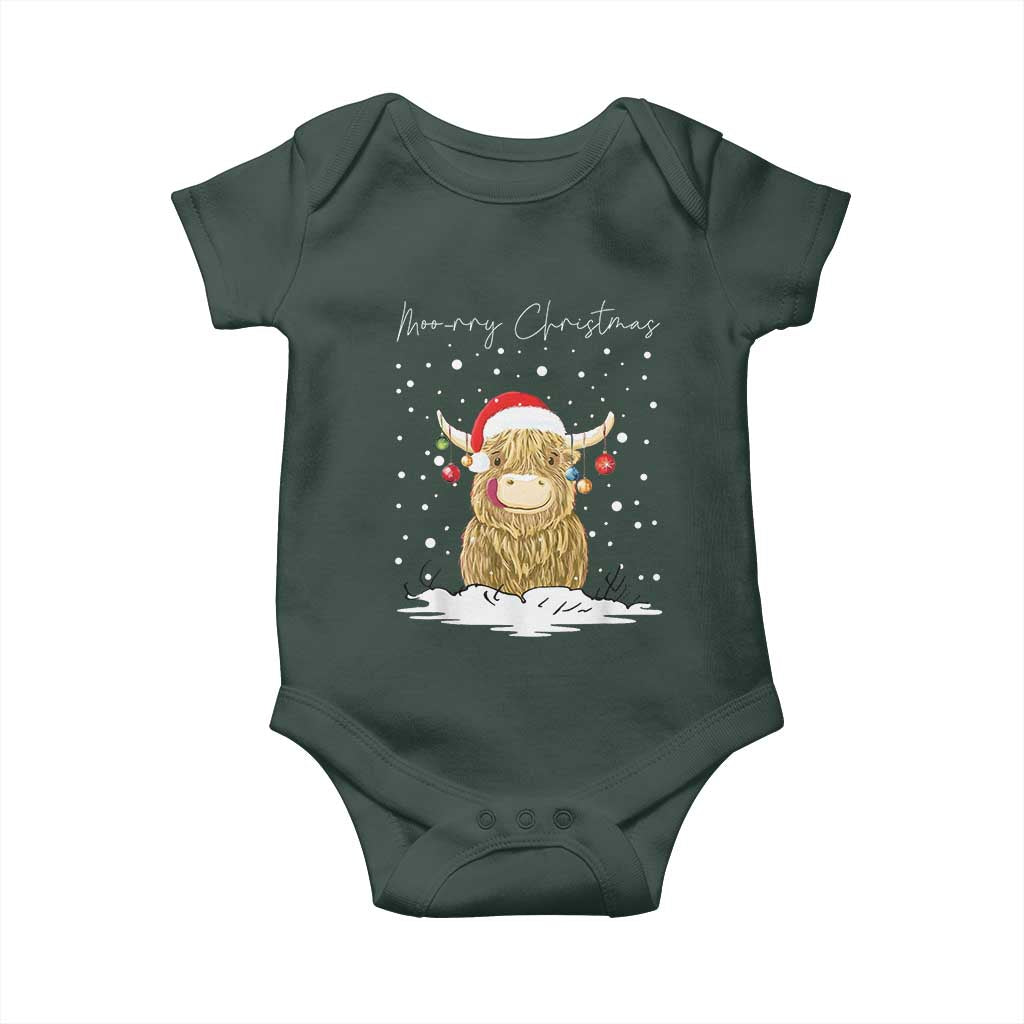 Christmas Cow Baby Onesie Scottish Highland Cow Moo-rry Christmas TS10 Print Your Wear