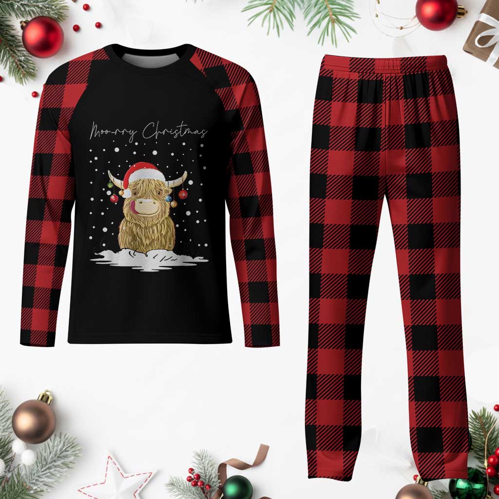Xmas Cow Plaid Pajama Set Scottish Highland Cow Moo-rry Christmas TS10 Buffalo Plaid Print Your Wear
