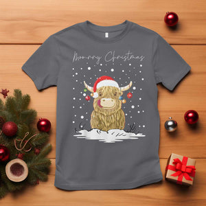 Christmas Cow T Shirt Scottish Highland Cow Moo-rry Christmas TS10 Charcoal Print Your Wear