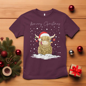 Christmas Cow T Shirt Scottish Highland Cow Moo-rry Christmas TS10 Maroon Print Your Wear