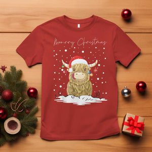 Christmas Cow T Shirt Scottish Highland Cow Moo-rry Christmas TS10 Red Print Your Wear