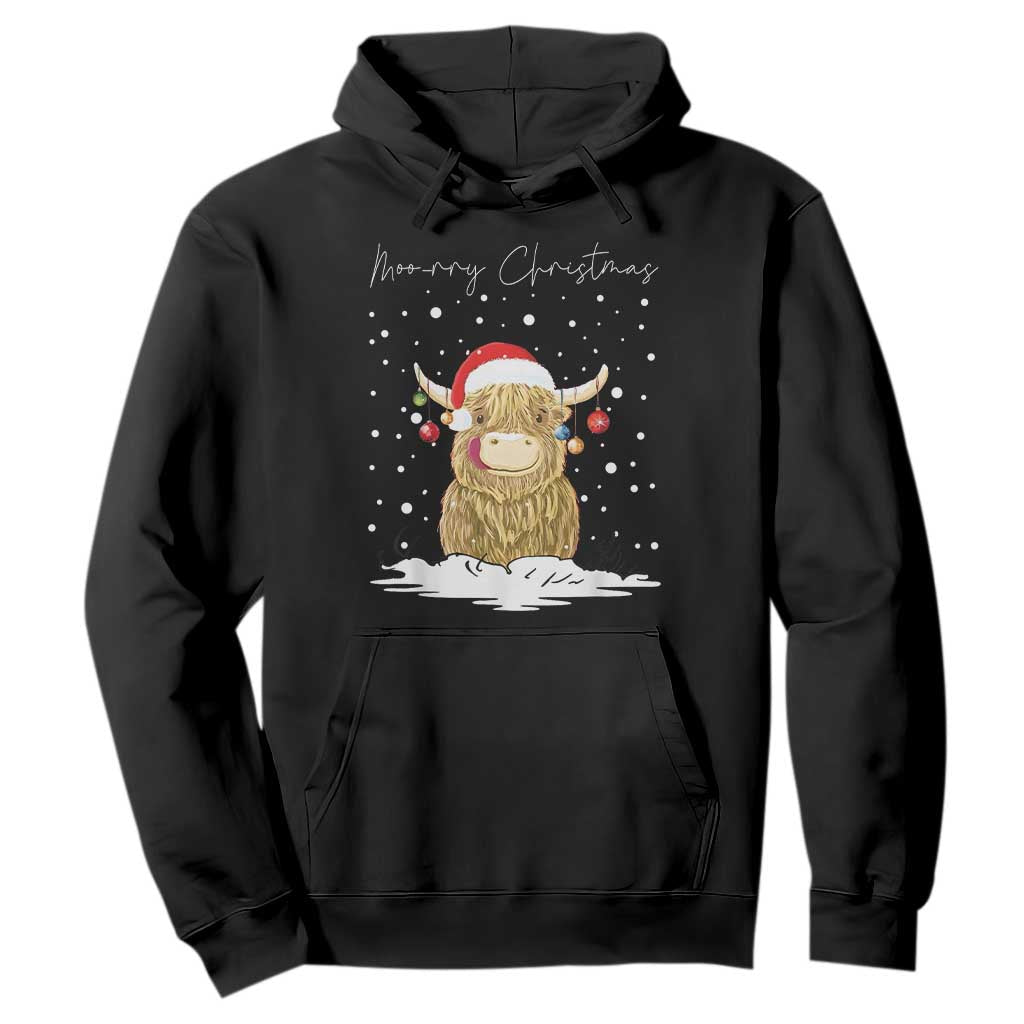 Christmas Cow Hoodie Scottish Highland Cow Moo-rry Christmas TS10 Black Print Your Wear