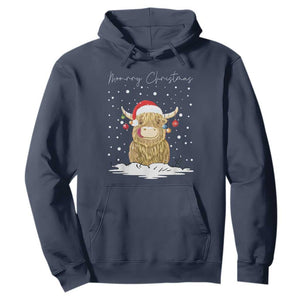 Christmas Cow Hoodie Scottish Highland Cow Moo-rry Christmas TS10 Navy Print Your Wear