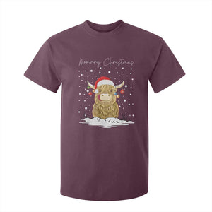 Christmas Cow T Shirt For Kid Scottish Highland Cow Moo-rry Christmas TS10 Maroon Print Your Wear