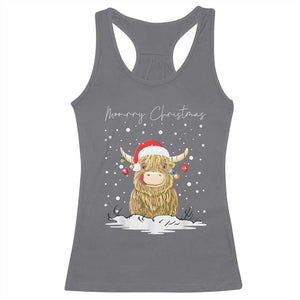 Christmas Cow Racerback Tank Top Scottish Highland Cow Moo-rry Christmas TS10 Charcoal Print Your Wear