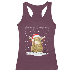 Christmas Cow Racerback Tank Top Scottish Highland Cow Moo-rry Christmas TS10 Maroon Print Your Wear