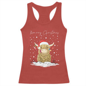 Christmas Cow Racerback Tank Top Scottish Highland Cow Moo-rry Christmas TS10 Red Print Your Wear