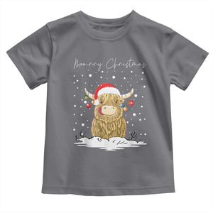 Christmas Cow Toddler T Shirt Scottish Highland Cow Moo-rry Christmas TS10 Charcoal Print Your Wear