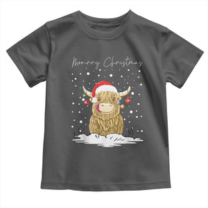 Christmas Cow Toddler T Shirt Scottish Highland Cow Moo-rry Christmas TS10 Dark Heather Print Your Wear