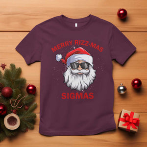 Funny Christmas Santa T Shirt Merry Rizz Mas Sigmas Gen Alpha Middle School Christmas TS10 Maroon Print Your Wear
