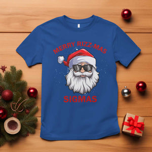 Funny Christmas Santa T Shirt Merry Rizz Mas Sigmas Gen Alpha Middle School Christmas TS10 Royal Blue Print Your Wear