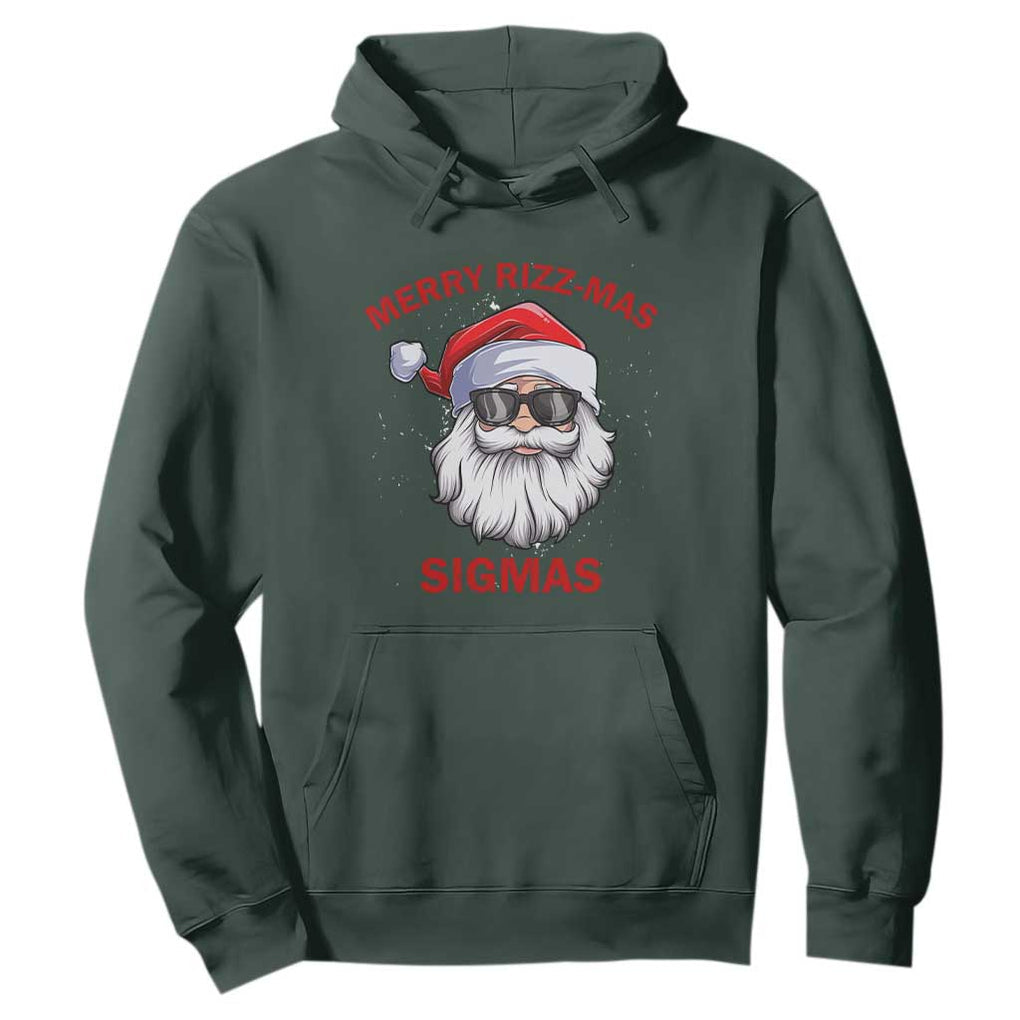 Funny Christmas Santa Hoodie Merry Rizz Mas Sigmas Gen Alpha Middle School Christmas TS10 Dark Forest Green Print Your Wear