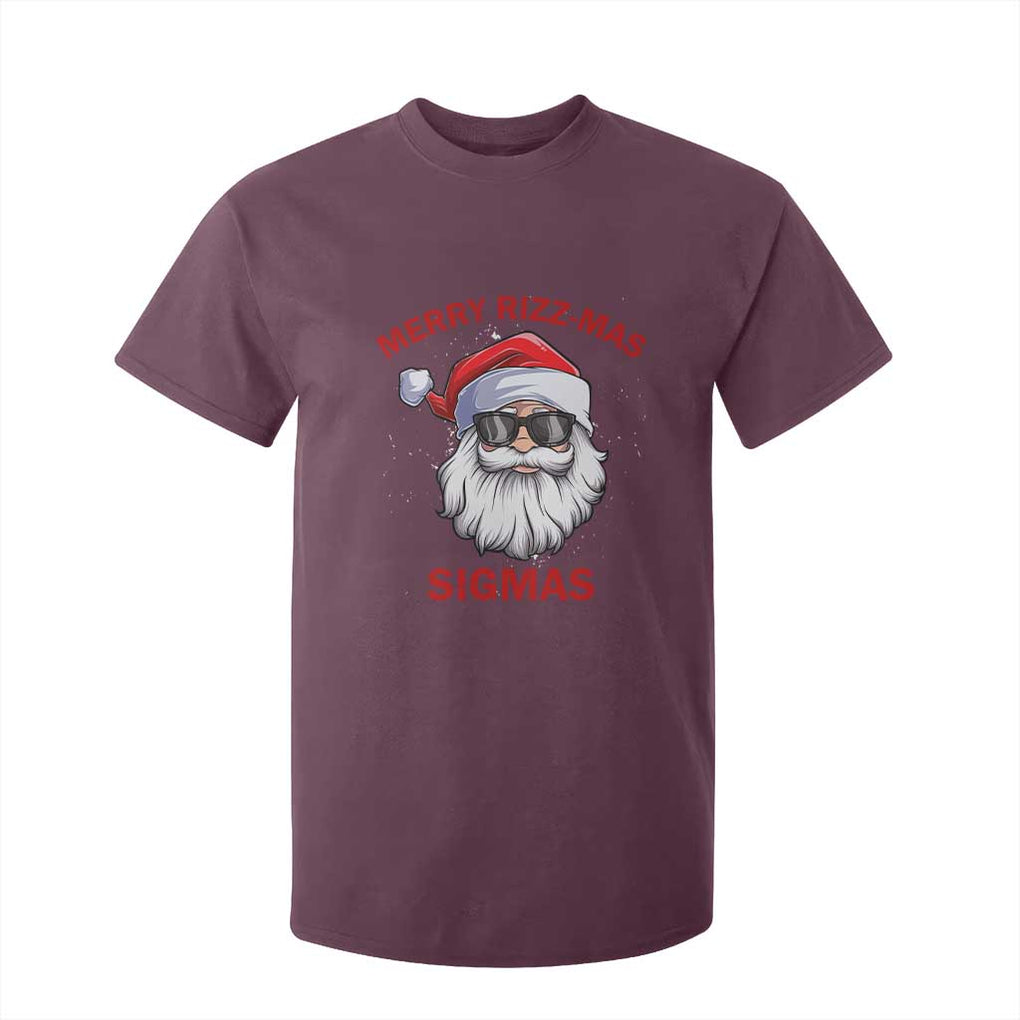 Funny Christmas Santa T Shirt For Kid Merry Rizz Mas Sigmas Gen Alpha Middle School Christmas TS10 Maroon Print Your Wear