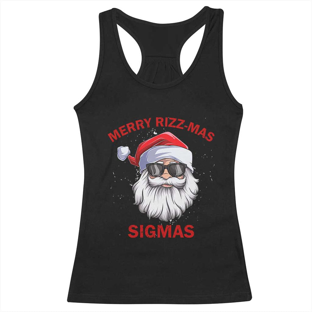 Funny Christmas Santa Racerback Tank Top Merry Rizz Mas Sigmas Gen Alpha Middle School Christmas TS10 Black Print Your Wear