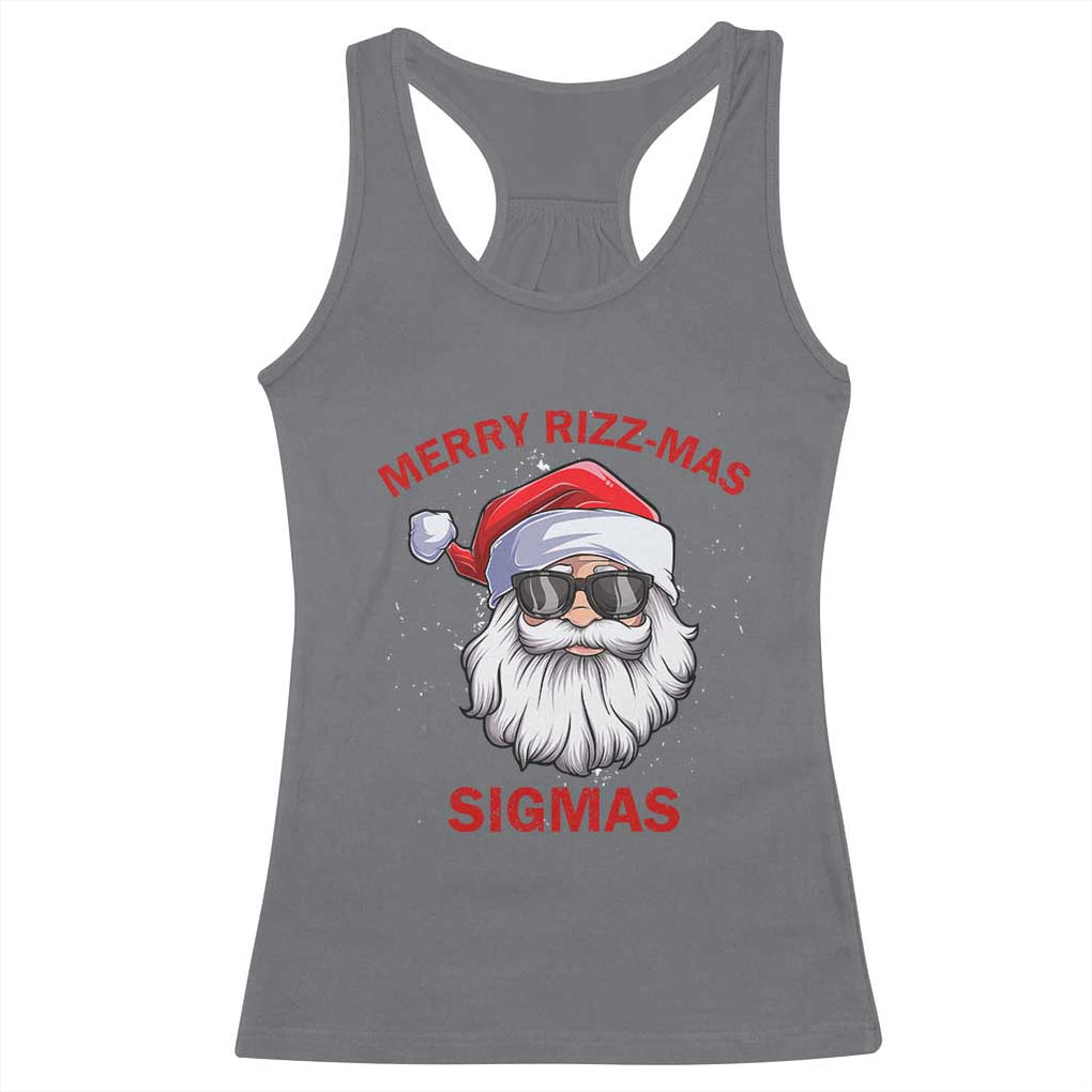 Funny Christmas Santa Racerback Tank Top Merry Rizz Mas Sigmas Gen Alpha Middle School Christmas TS10 Charcoal Print Your Wear