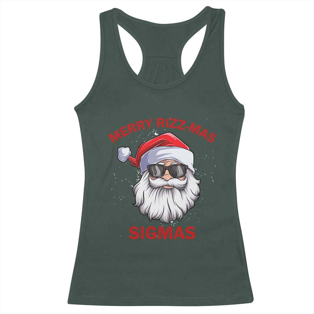 Funny Christmas Santa Racerback Tank Top Merry Rizz Mas Sigmas Gen Alpha Middle School Christmas TS10 Dark Forest Green Print Your Wear