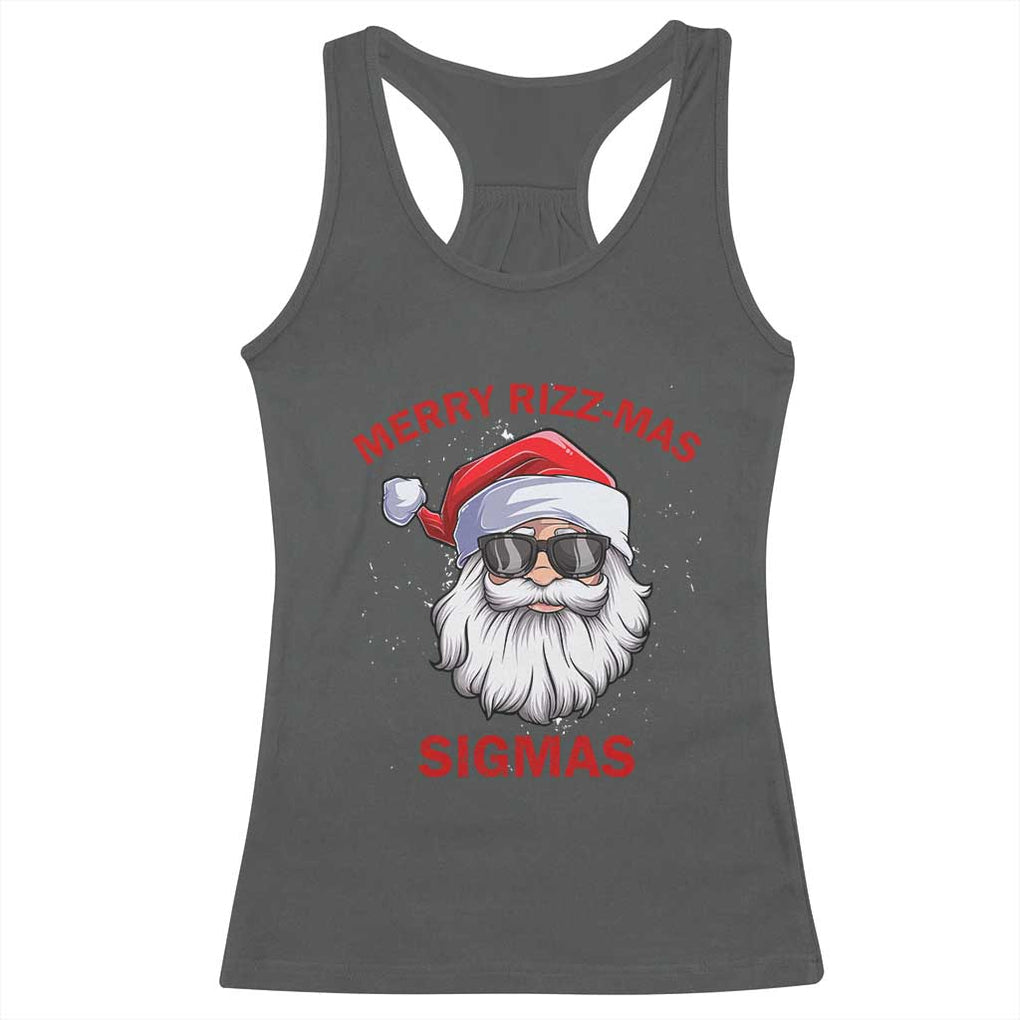 Funny Christmas Santa Racerback Tank Top Merry Rizz Mas Sigmas Gen Alpha Middle School Christmas TS10 Dark Heather Print Your Wear