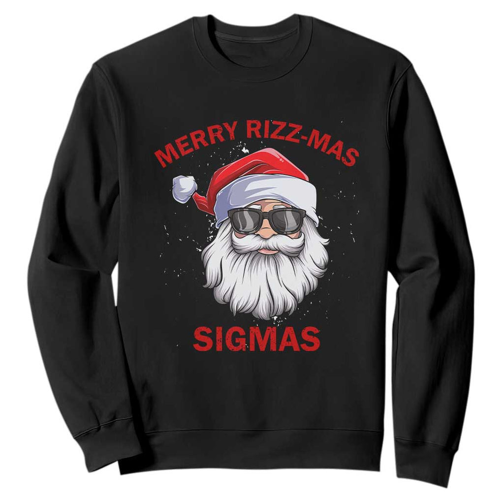 Funny Christmas Santa Sweatshirt Merry Rizz Mas Sigmas Gen Alpha Middle School Christmas TS10 Black Print Your Wear