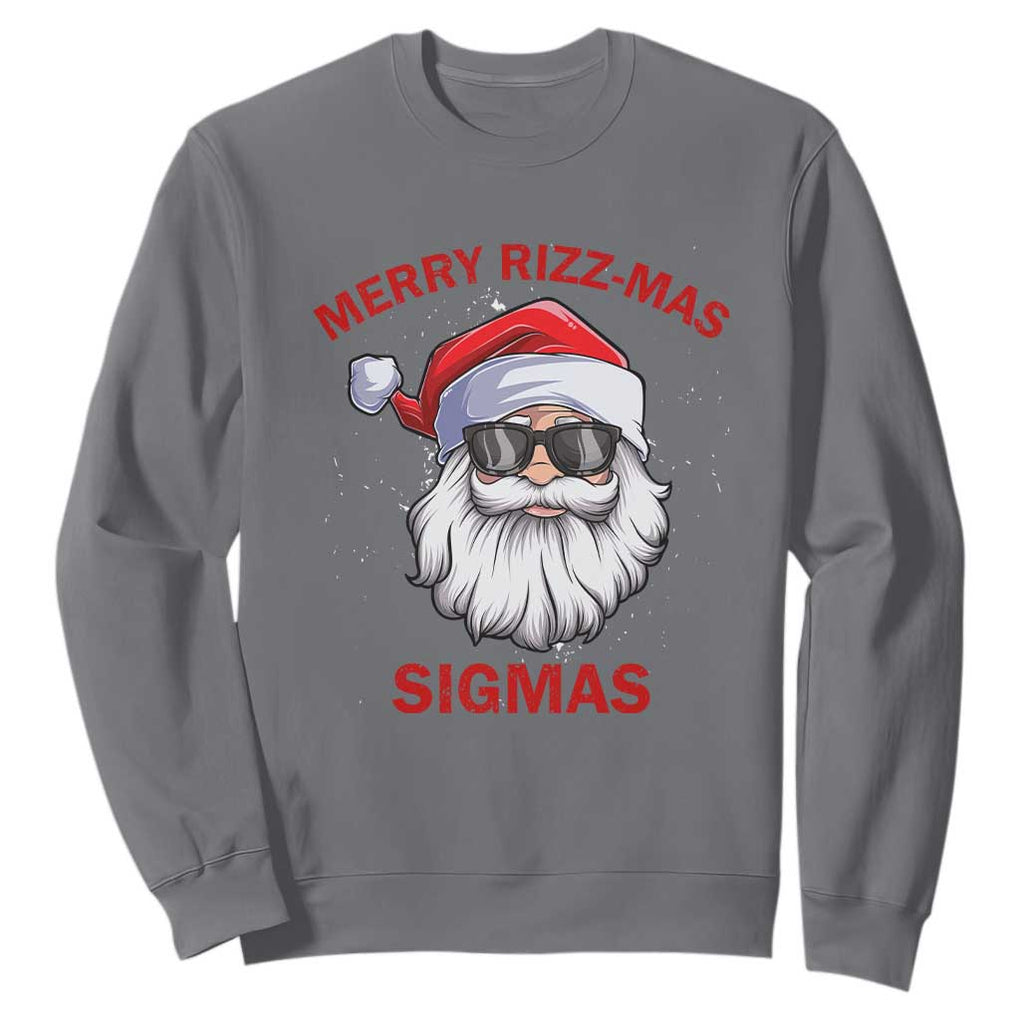Funny Christmas Santa Sweatshirt Merry Rizz Mas Sigmas Gen Alpha Middle School Christmas TS10 Charcoal Print Your Wear