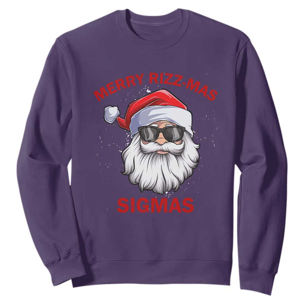 Funny Christmas Santa Sweatshirt Merry Rizz Mas Sigmas Gen Alpha Middle School Christmas TS10 Purple Print Your Wear