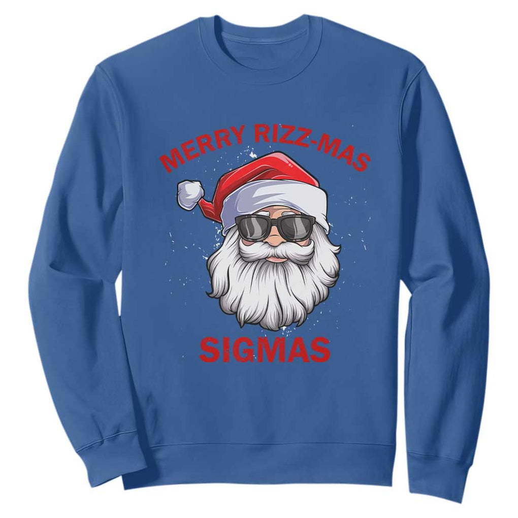 Funny Christmas Santa Sweatshirt Merry Rizz Mas Sigmas Gen Alpha Middle School Christmas TS10 Royal Blue Print Your Wear