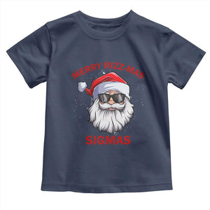 Funny Christmas Santa Toddler T Shirt Merry Rizz Mas Sigmas Gen Alpha Middle School Christmas TS10 Navy Print Your Wear