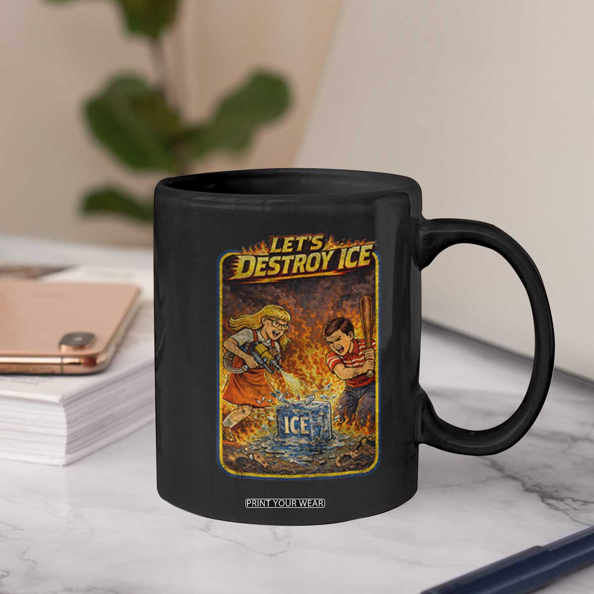 Subtle Abolish Ice Coffee Mug Retro Protest Satirical Graphic Let's Destroy Ice TS10 Print Your Wear