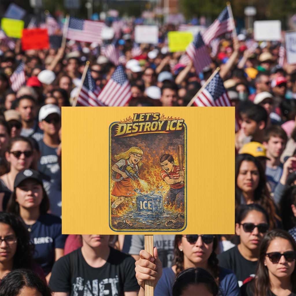 Subtle Abolish Ice Protest Sign Retro Protest Satirical Graphic Let's Destroy Ice TS10 Horizontal 18