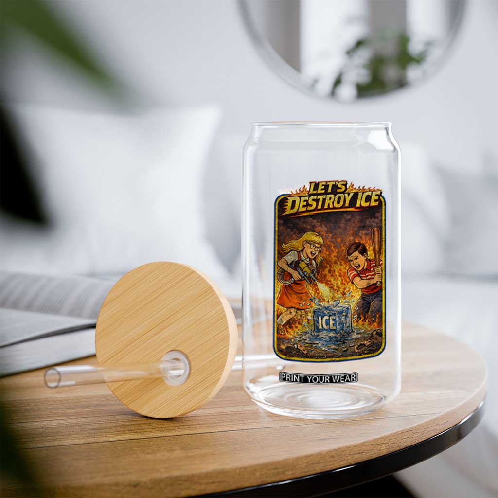 Subtle Abolish Ice Glass Can Retro Protest Satirical Graphic Let's Destroy Ice TS10 Print Your Wear