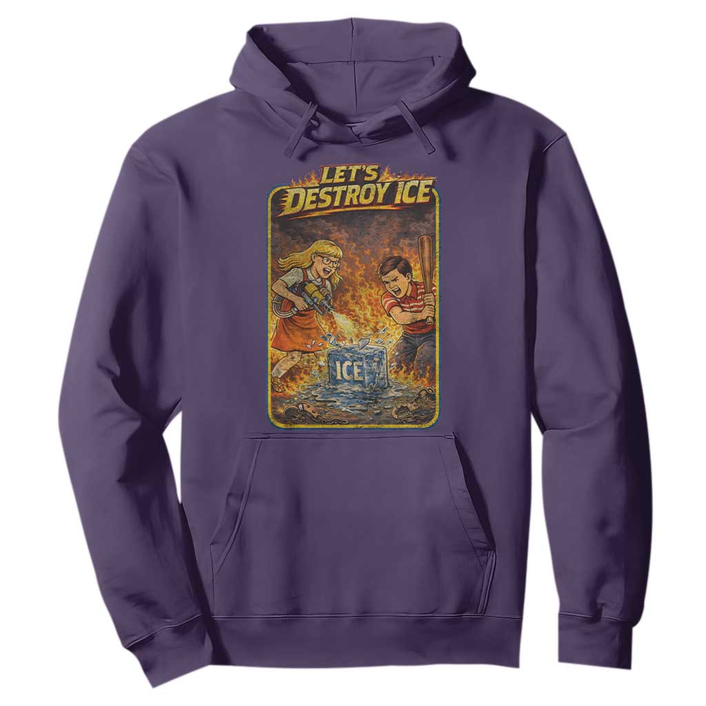 Subtle Abolish Ice Hoodie Retro Protest Satirical Graphic Let's Destroy Ice TS10 Purple Print Your Wear