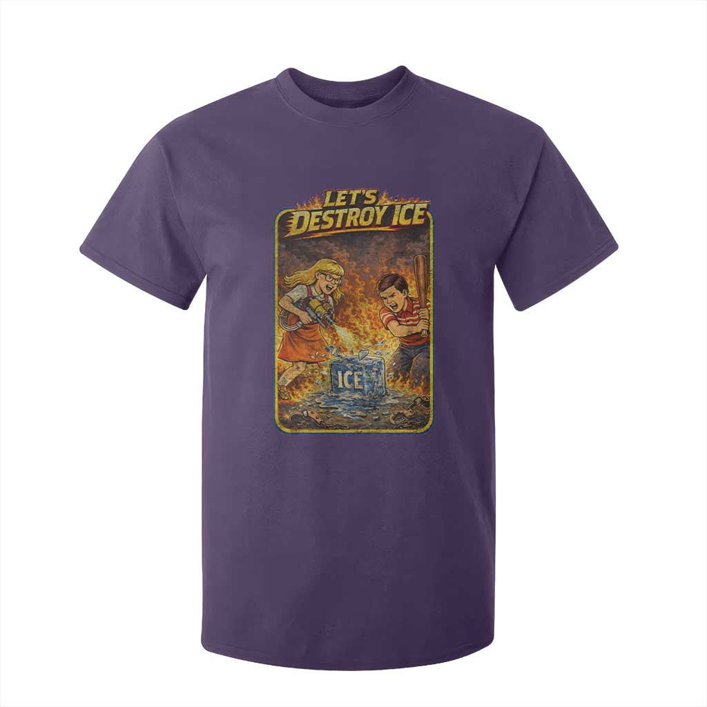 Subtle Abolish Ice T Shirt For Kid Retro Protest Satirical Graphic Let's Destroy Ice TS10 Purple Print Your Wear