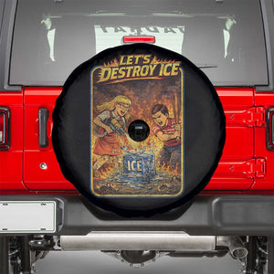 Subtle Abolish Ice Spare Tire Cover Retro Protest Satirical Graphic Let's Destroy Ice TS10 Black Print Your Wear