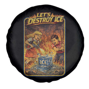 Subtle Abolish Ice Spare Tire Cover Retro Protest Satirical Graphic Let's Destroy Ice TS10 Print Your Wear