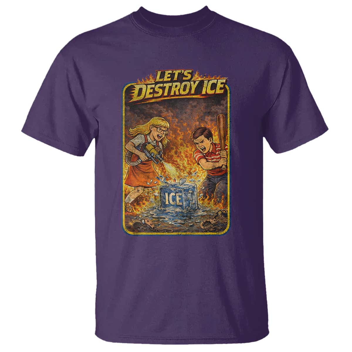 Subtle Abolish Ice T Shirt Retro Protest Satirical Graphic Let's Destroy Ice TS10 Purple Print Your Wear