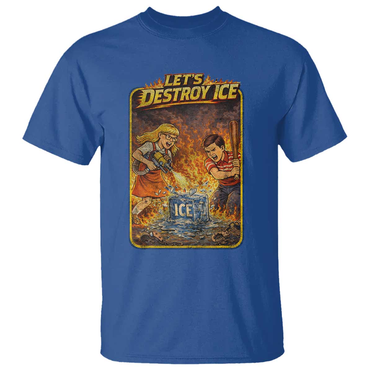 Subtle Abolish Ice T Shirt Retro Protest Satirical Graphic Let's Destroy Ice TS10 Royal Blue Print Your Wear