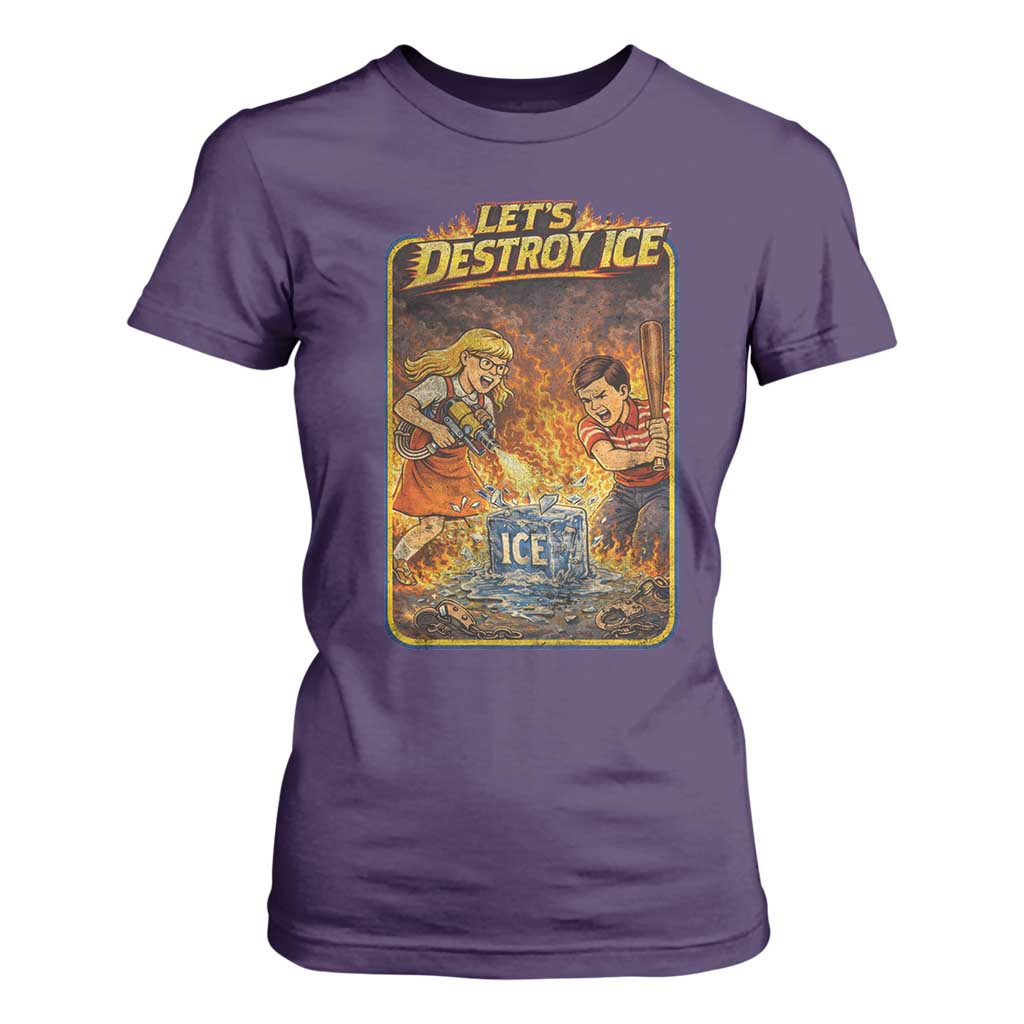 Subtle Abolish Ice T Shirt For Women Retro Protest Satirical Graphic Let's Destroy Ice TS10 Purple Print Your Wear