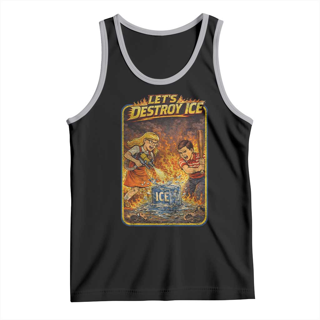 Subtle Abolish Ice Tank Top Retro Protest Satirical Graphic Let's Destroy Ice TS10 Black Athletic Heather Print Your Wear