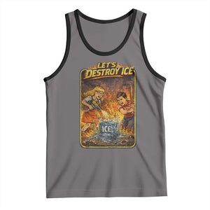 Subtle Abolish Ice Tank Top Retro Protest Satirical Graphic Let's Destroy Ice TS10 Deep Heather Black Print Your Wear
