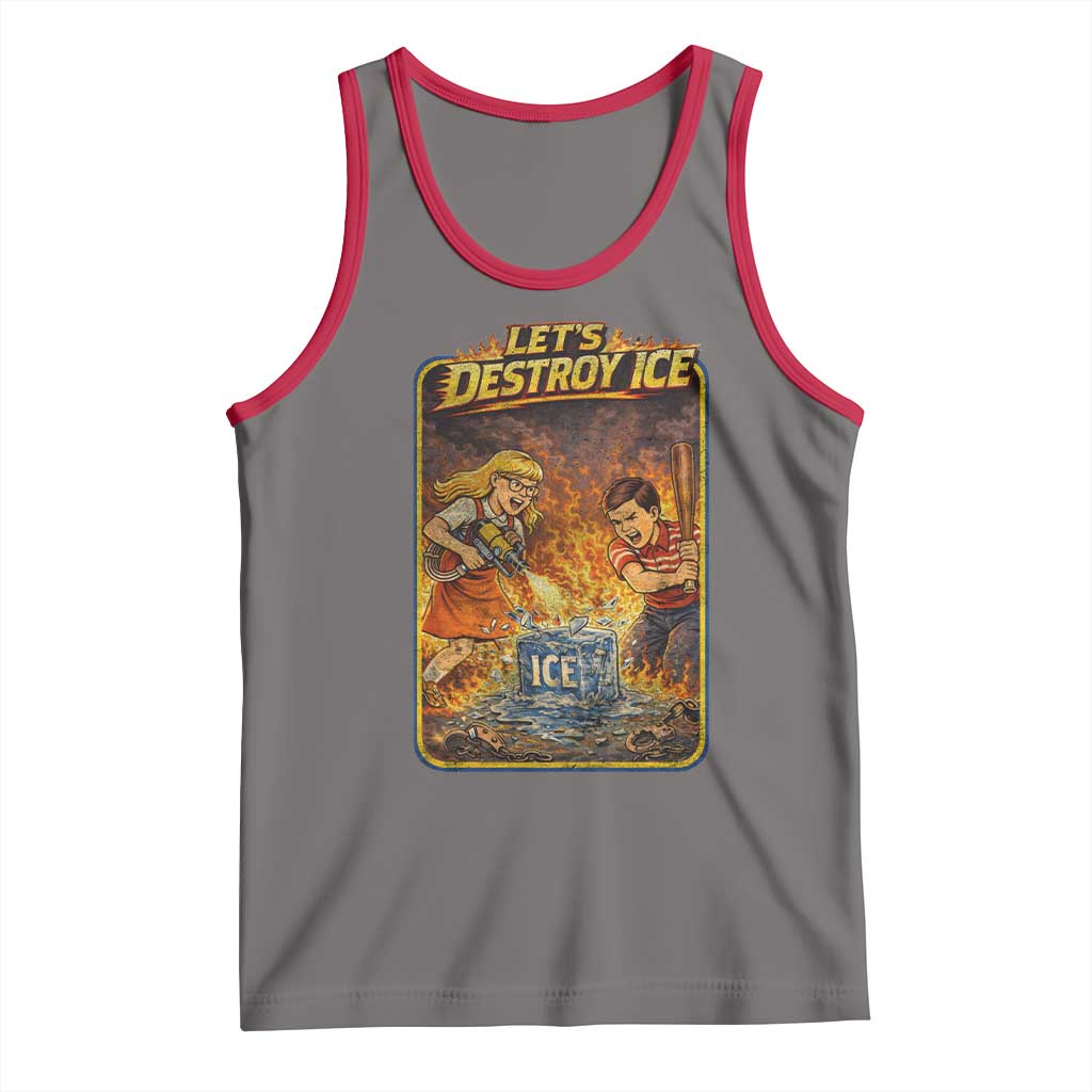 Subtle Abolish Ice Tank Top Retro Protest Satirical Graphic Let's Destroy Ice TS10 Deep Heather Red Print Your Wear