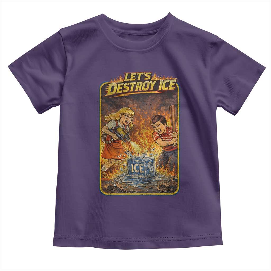 Subtle Abolish Ice Toddler T Shirt Retro Protest Satirical Graphic Let's Destroy Ice TS10 Purple Print Your Wear