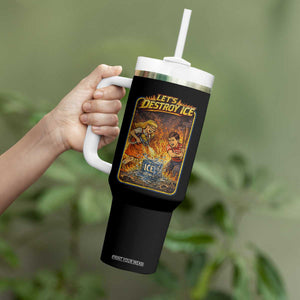 Subtle Abolish Ice Tumbler With Handle Retro Protest Satirical Graphic Let's Destroy Ice TS10 Print Your Wear