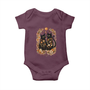 Subtle FDT Baby Onesie Vintage Flower Black Cat Social Activist TS10 Maroon Print Your Wear