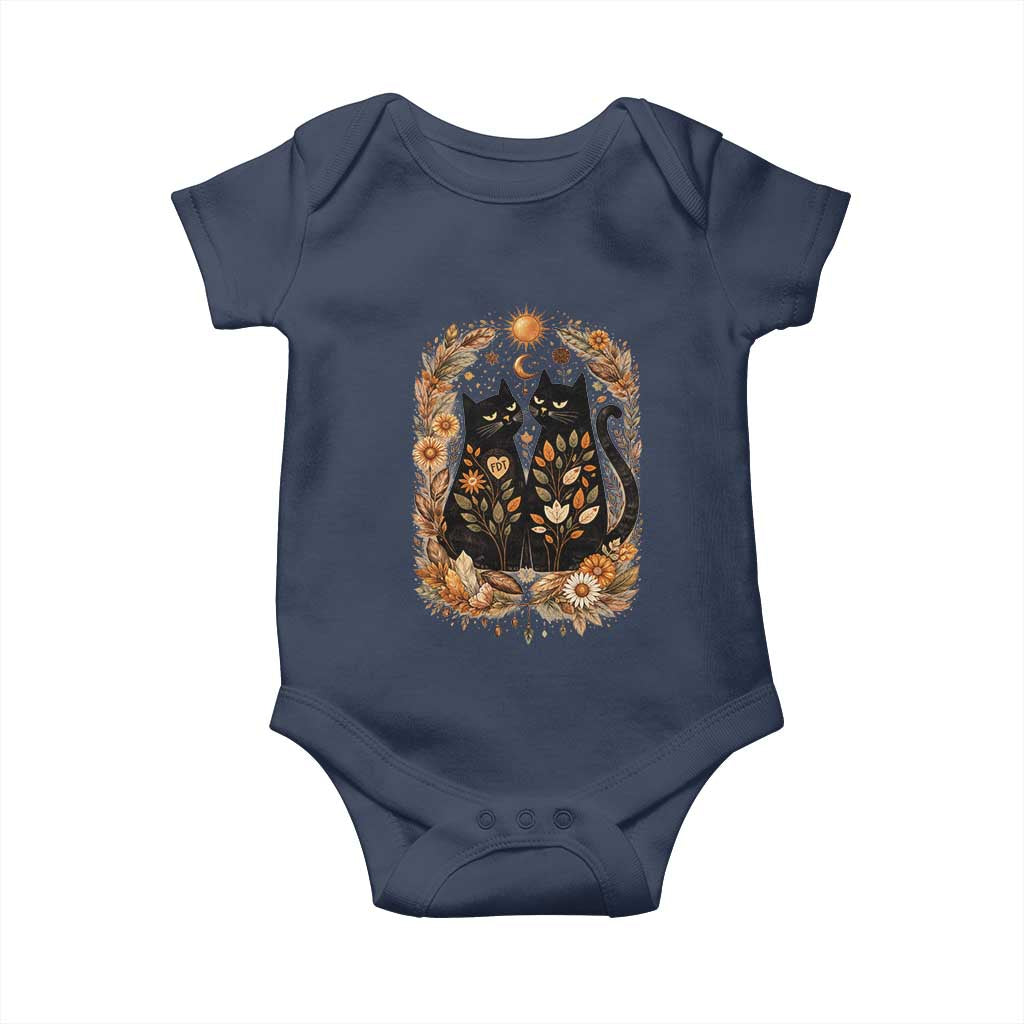 Subtle FDT Baby Onesie Vintage Flower Black Cat Social Activist TS10 Navy Print Your Wear