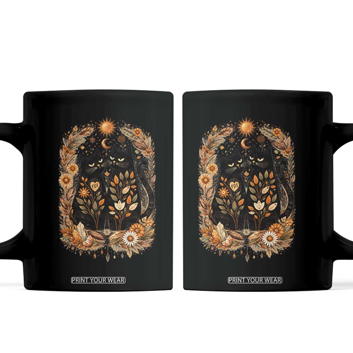Subtle FDT Coffee Mug Vintage Flower Black Cat Social Activist TS10 Black Print Your Wear