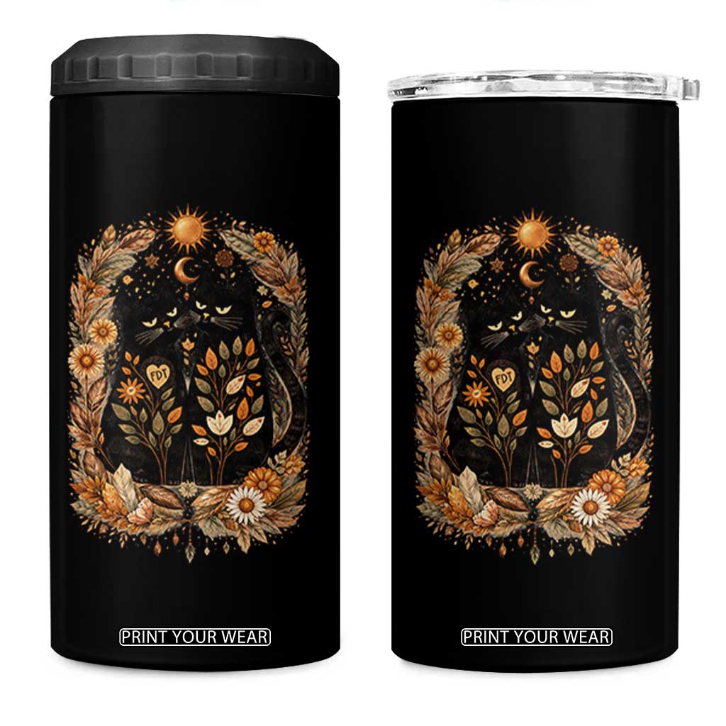 Subtle FDT 4 in 1 Can Cooler Tumbler Vintage Flower Black Cat Social Activist TS10 One Size: 16 oz Black Print Your Wear