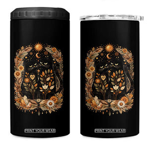 Subtle FDT 4 in 1 Can Cooler Tumbler Vintage Flower Black Cat Social Activist TS10 One Size: 16 oz Black Print Your Wear