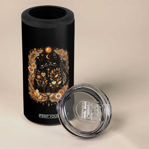 Subtle FDT 4 in 1 Can Cooler Tumbler Vintage Flower Black Cat Social Activist TS10 Print Your Wear